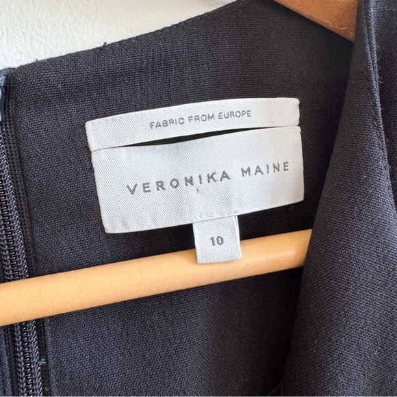 VERONIKA MAINE • Stretch Suit Zip Neck Pencil Dress in Black - Picture 12 of 15